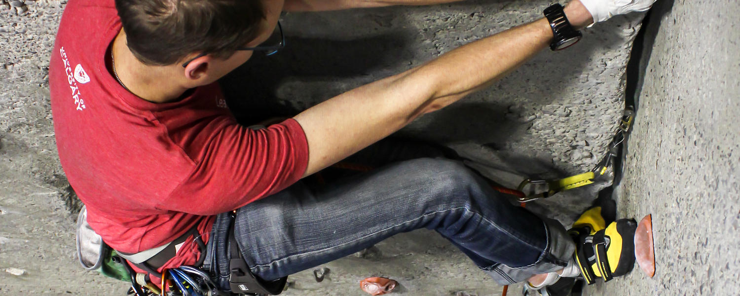 climbing on wall
