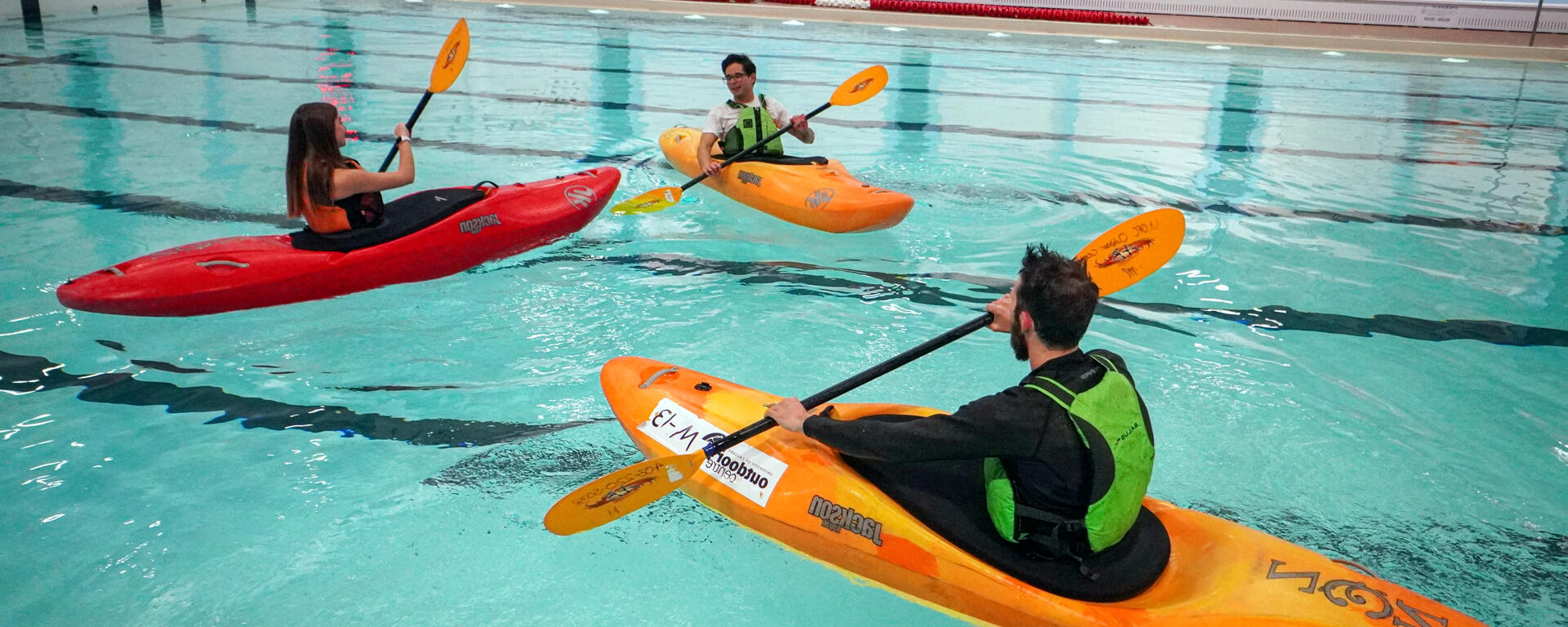 kayakers in pool