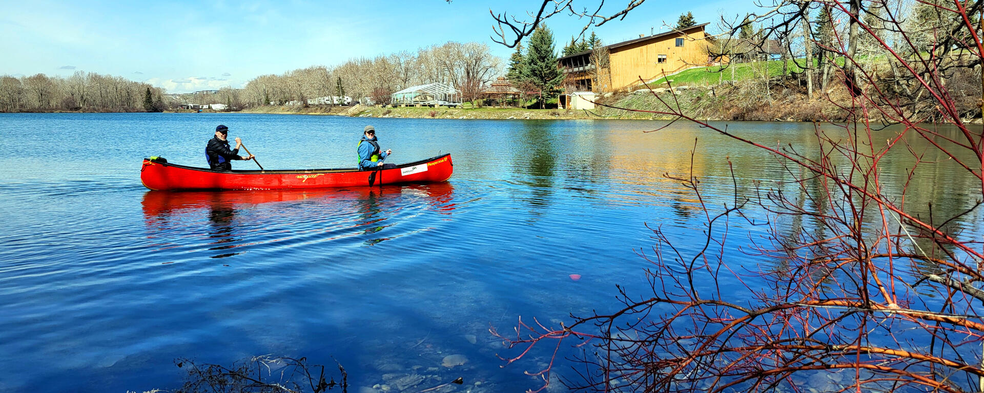 canoers on lagoon