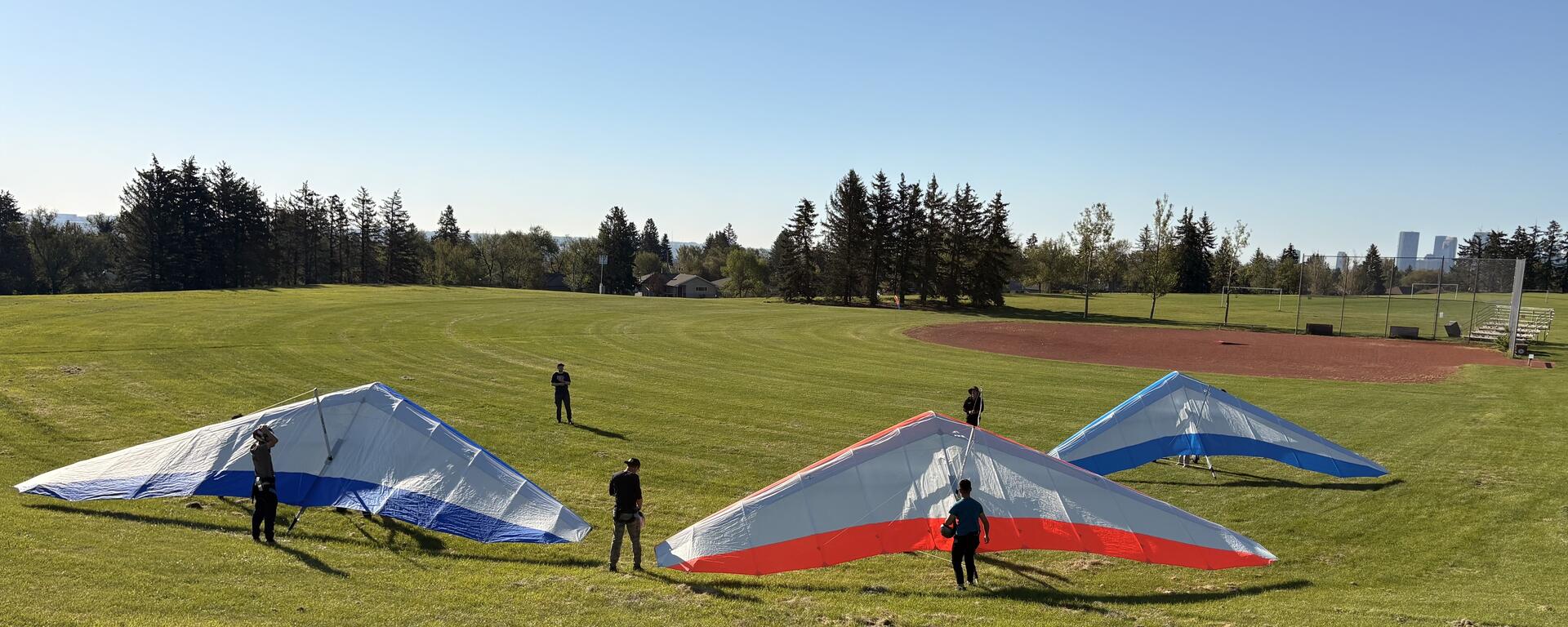 3 Hang Gliders on a Field 