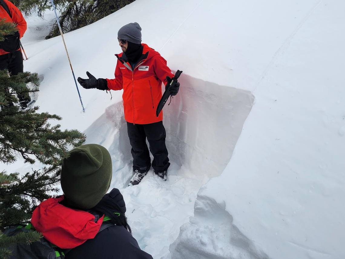 avalanche instructor with pit
