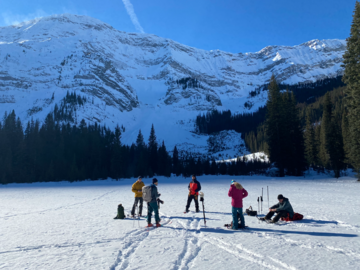 course participants in snowy terrain