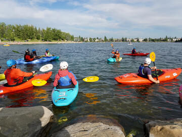 river kayak lesson on lake