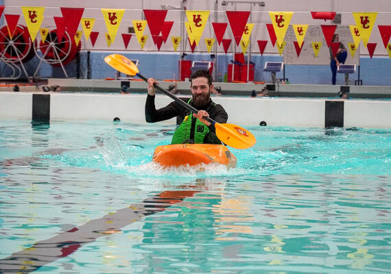 kayaker in pool
