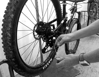 photo of bike in repair