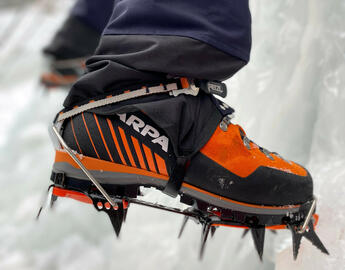 ice climbing boot and crampon