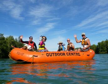 floater raft on river
